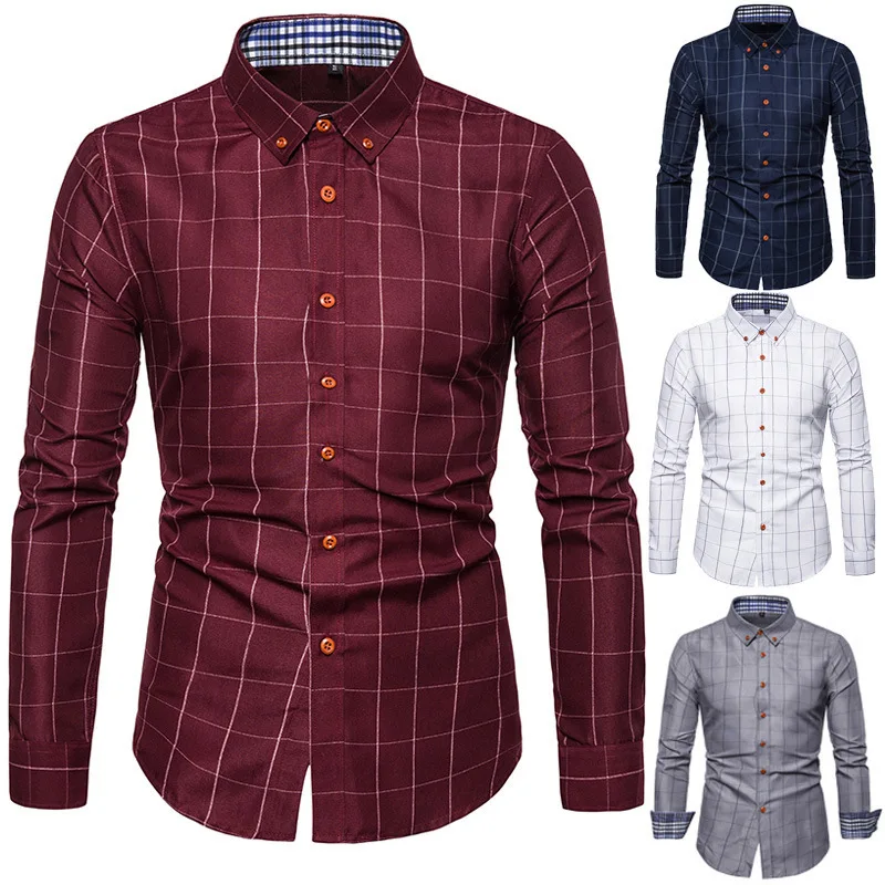 2022 New Men's Port Style Outer Dress Shirts Men's Fashion Clothing Men's Plaid Long Sleeve Shirts Versatile Shirts Streetwear