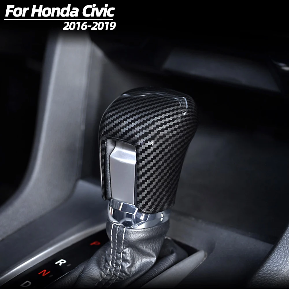 

For Honda Civic 10th 2016-2019 Gear Shifting Knob Cover ABS Carbon Fiber CVT Automatic Transmission Lever Trim Car Accessories