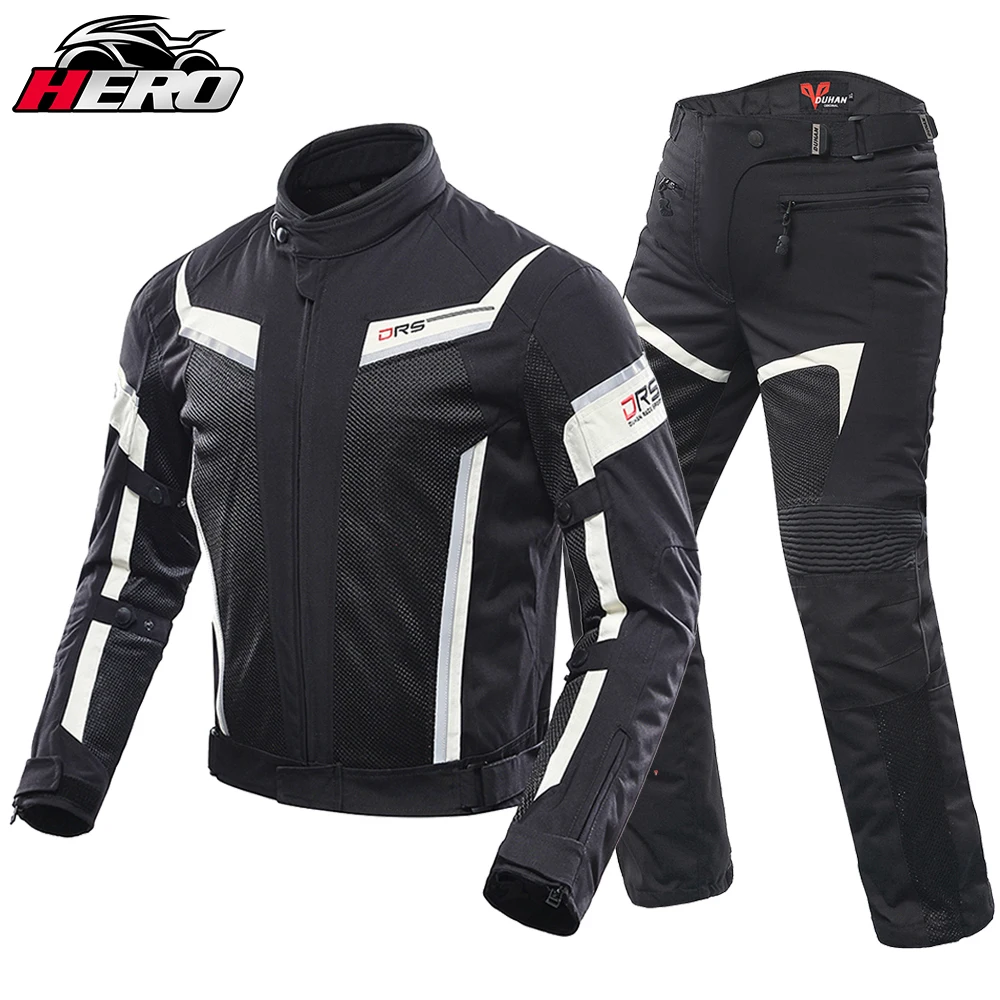 Men Women Motorcycle Jacket Pants Reflective Motorcycle Suit Summer Breathable Mesh Moto Racing Jackets CE Certified Protective