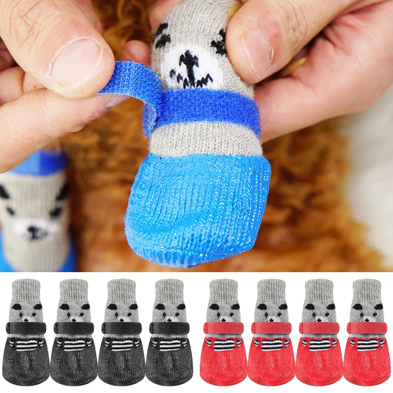 Dog Socks Warm Knit Socks for Cats and Dogs Waterproof Cat Shoes Scratch-proof Foot Covers Anti Scald Feet Pet Socks Teddy Socks