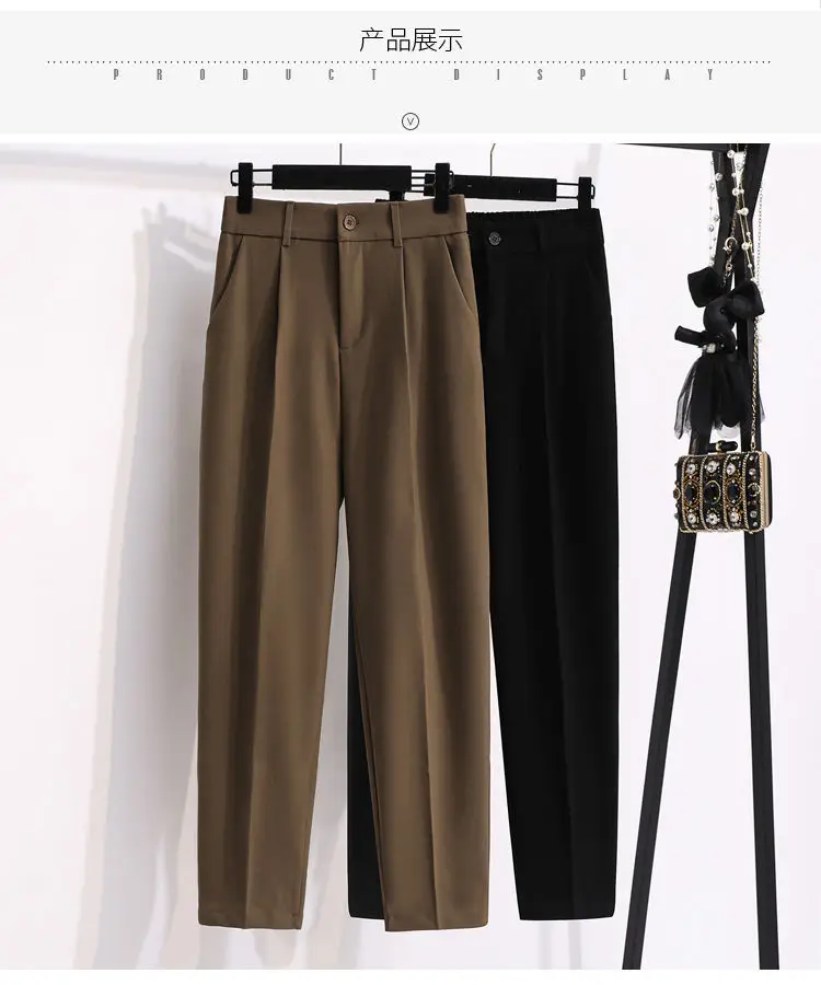 

Spring Autumn 2022 Women's Fashion Trousers High Waist Women's Casual Women's Solid Pockets Loose Straight Suit Pants R2