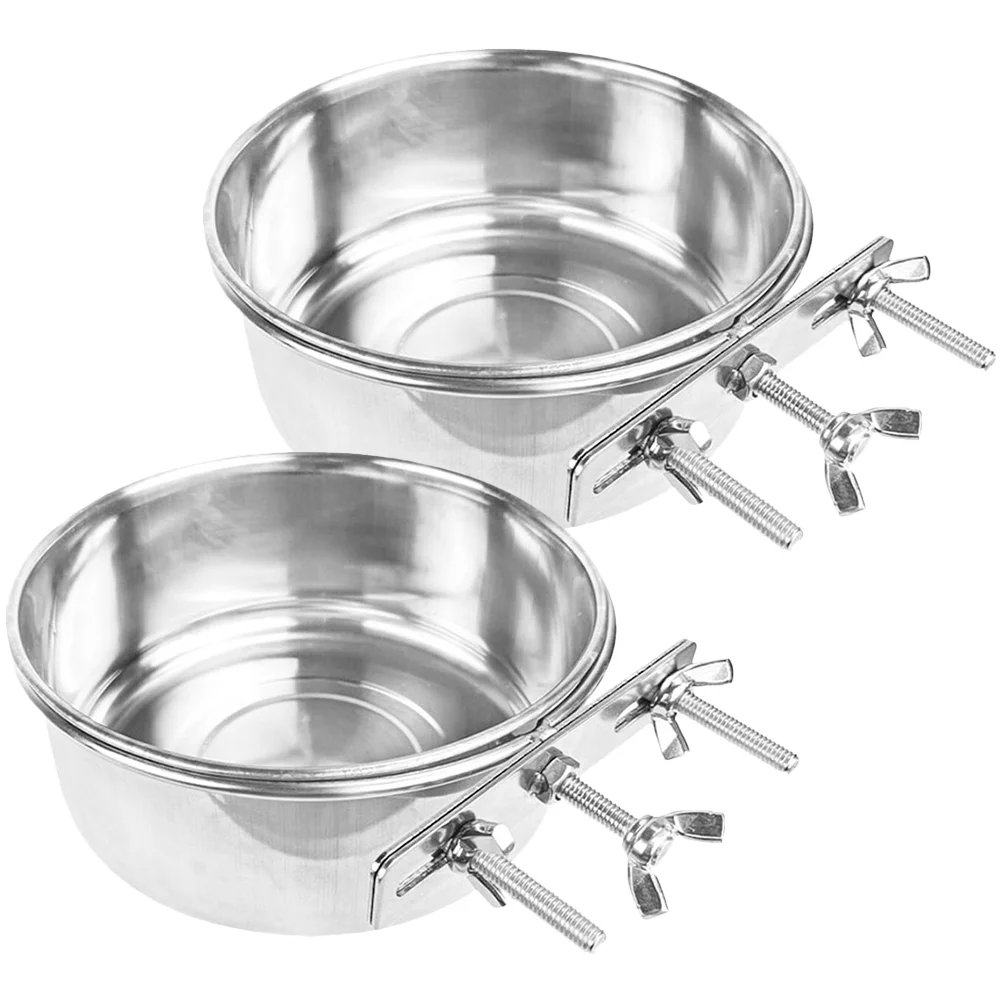 

2pcs Cat Bowl Cat Food Basin Stainless Steel Pet Bowl Hanging Dog Bowl Food Container
