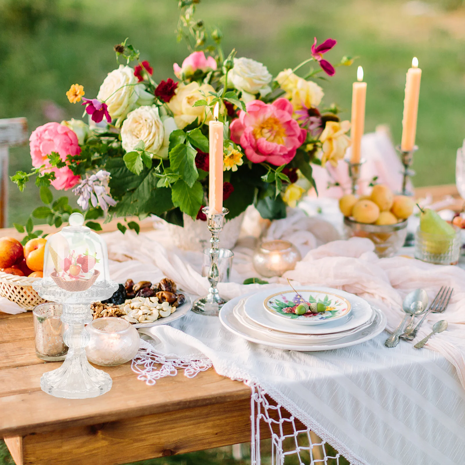 

Cake Holder Dome Food Stands Display Party Glass Clear Plate Mini Dessert Plates Pallets