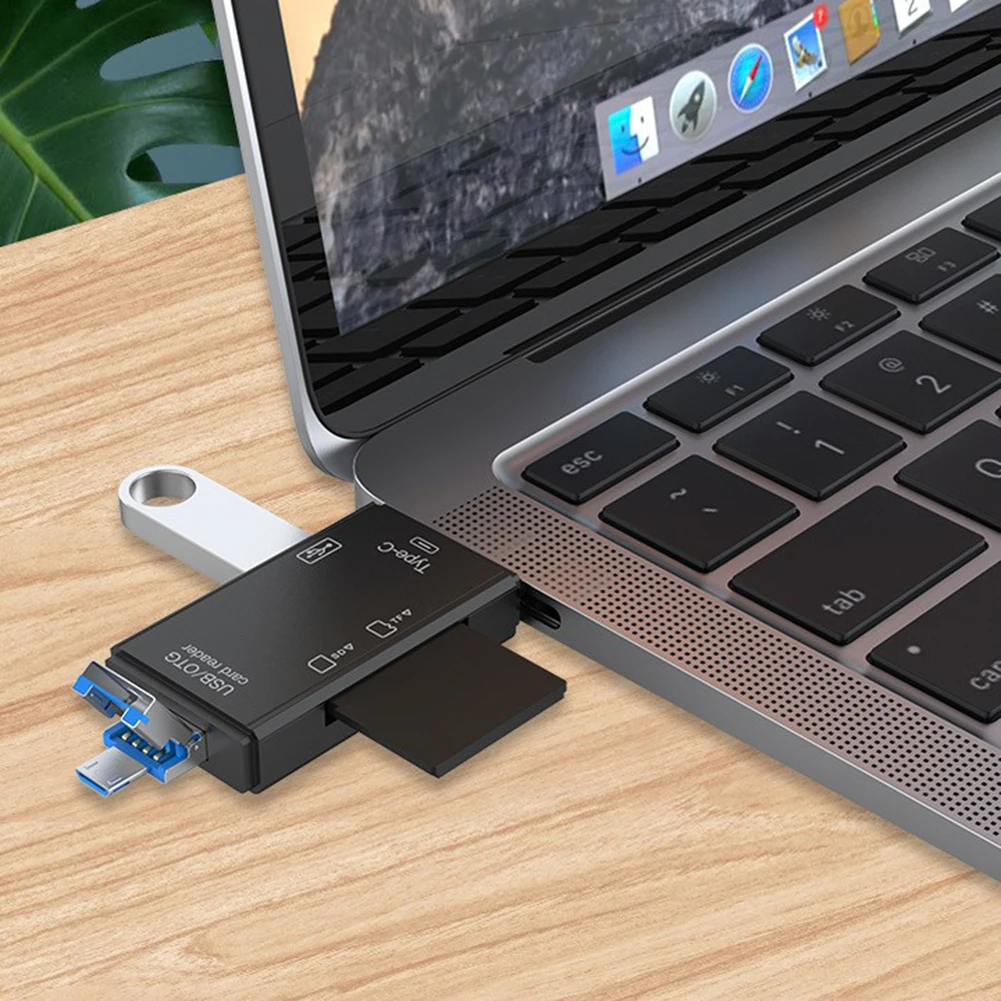 

Кардридер OTG USB Type-C 6 в 1 для безопасного цифрового/TF кардридера, сплиттер для обучения, рабочие аксессуары