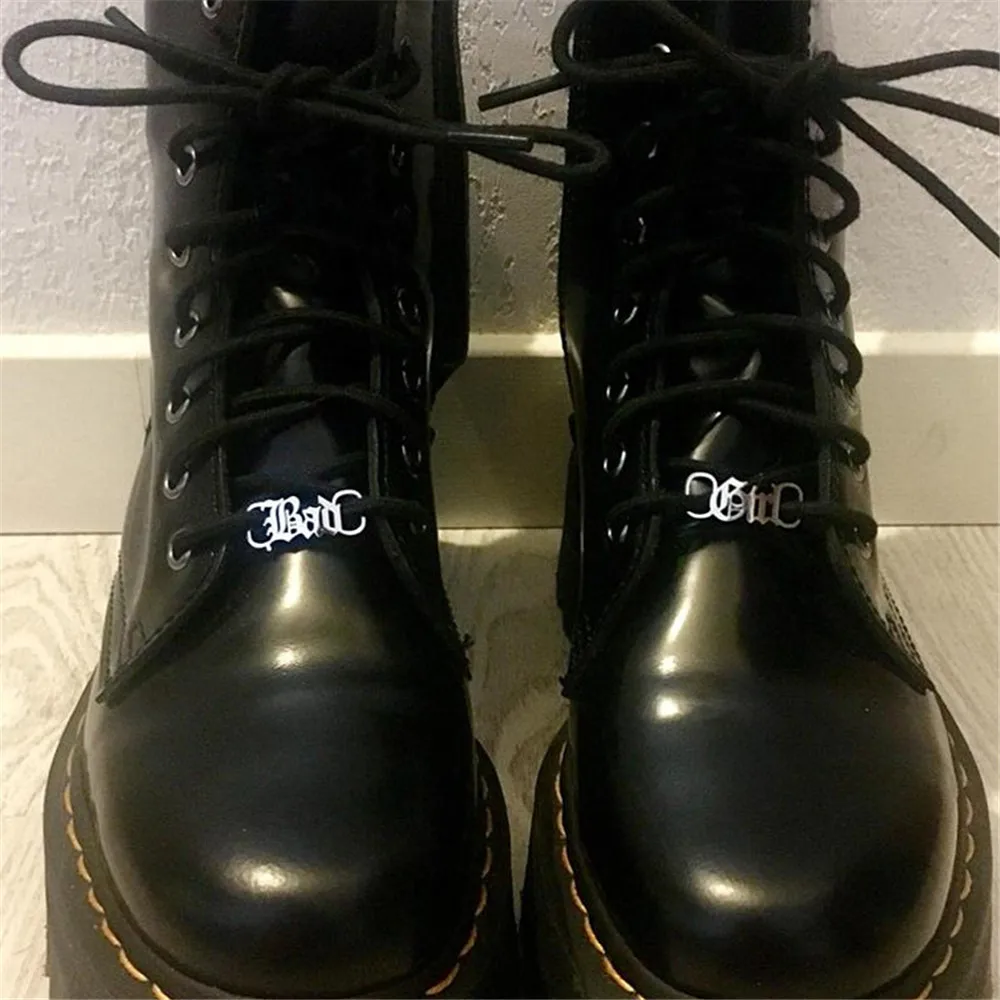 Фото 1 пара декоративных пряжек для обуви из нержавеющей стали в готическом стиле для девочек, украшения для шнурков, подарок для дочери/внучки, декор для кроссовок №4