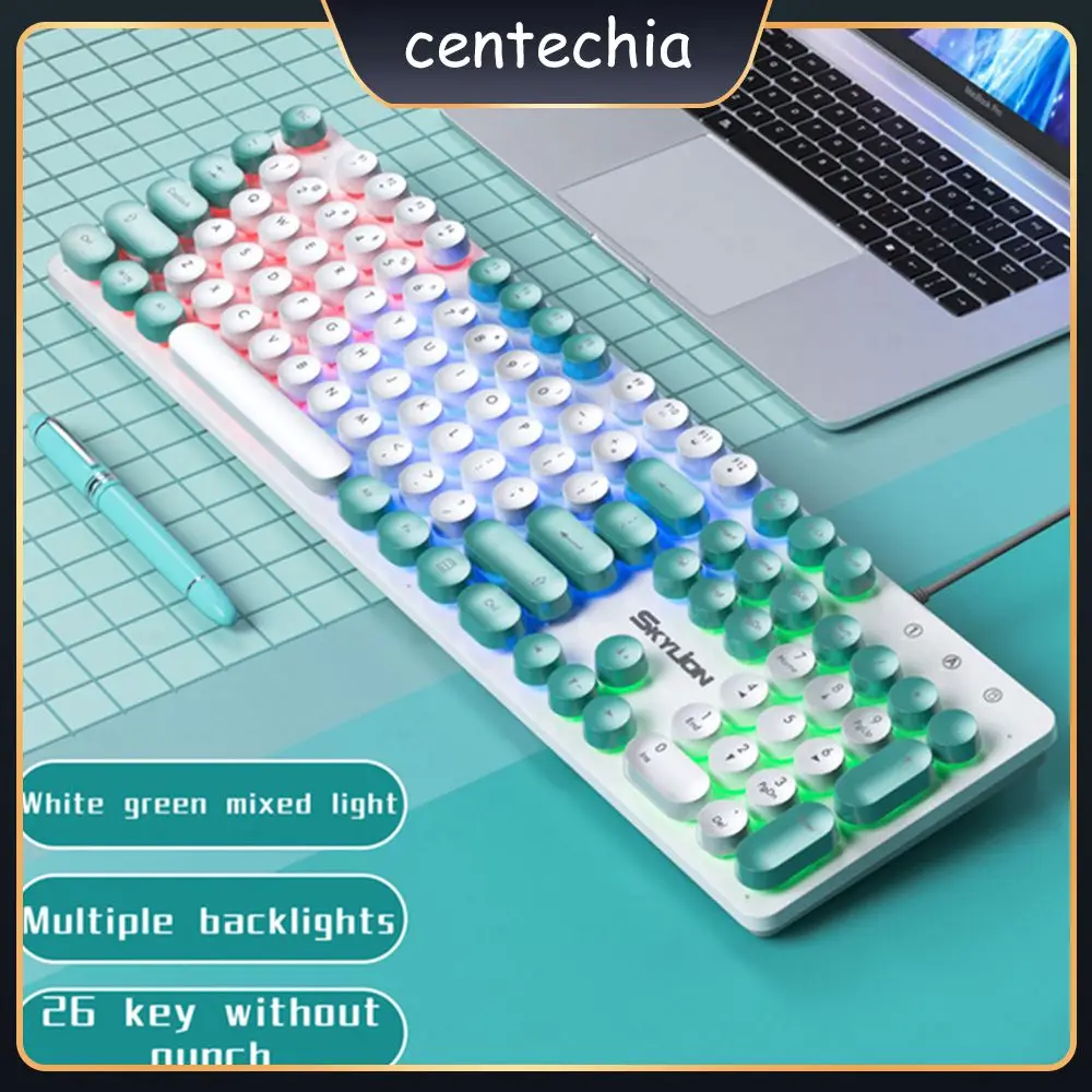 

Laser Game Keyboard Mirror Craft Line Length 1.4 Meters Wired Illuminated Punk Keyboard Adjustable Breathing Light Keyboard