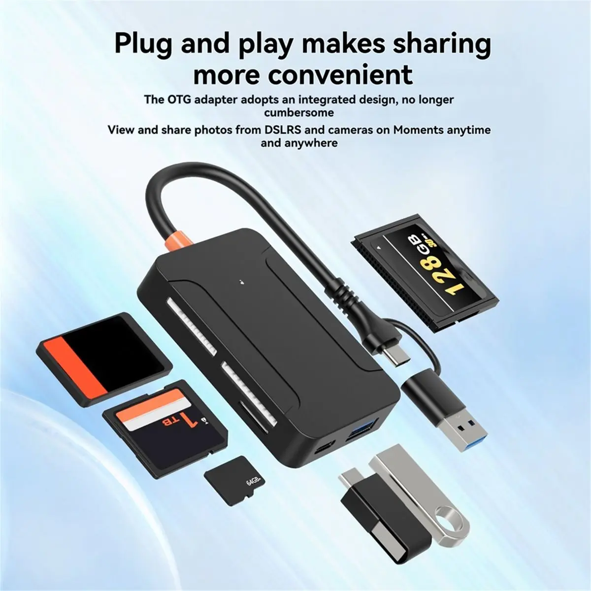 Картридер Lillili Type C USB 3.0 для SD, TF, CF, MS, U Disk, Compact Flash, адаптер для ноутбука, мультикардридер 8 в 1 (art.: 3920dbcc41bb0) - 3920dbcc41bb0