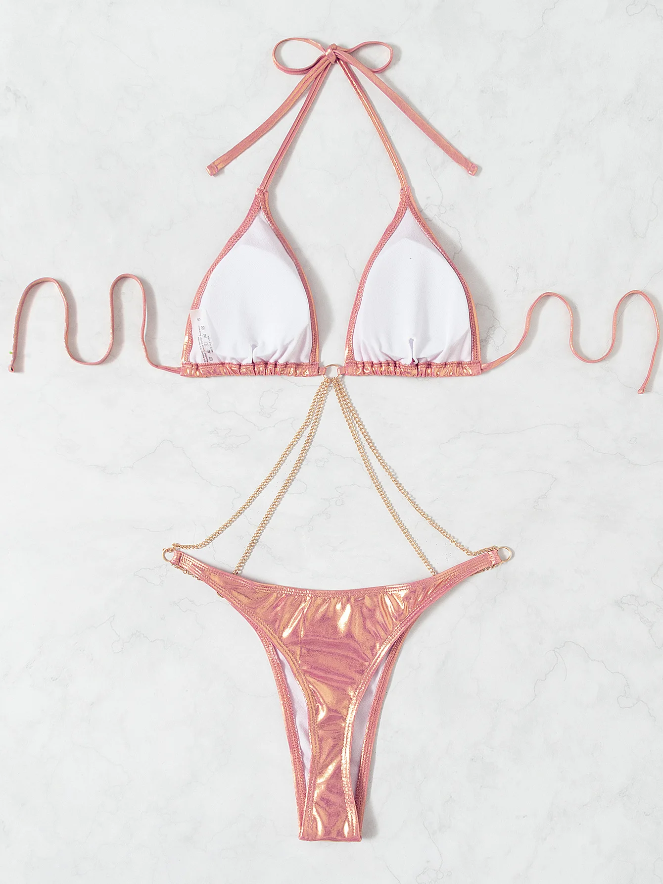 Соблазнительное бикини 2022 купальник Женский однотонный розовый бандажный