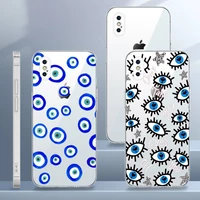 lucky eye blue evil eye print phone case transparent soft for iphone 12 11 13 7 8 6 s plus x xs xr pro max mini