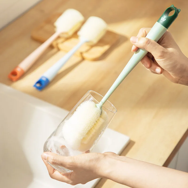 

Cute Bear Cup Brushing Artifact Brushing Cleaning Long Handle Bottle Washing Brush Tea Stain Removing Sponge Kitchen Items