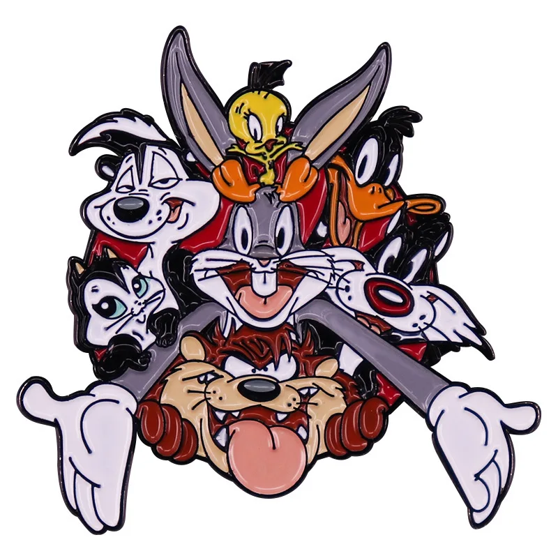 

XM-funny Vintage animated rabbit pin anime movie metal badge bag accessories lapel enamel pins