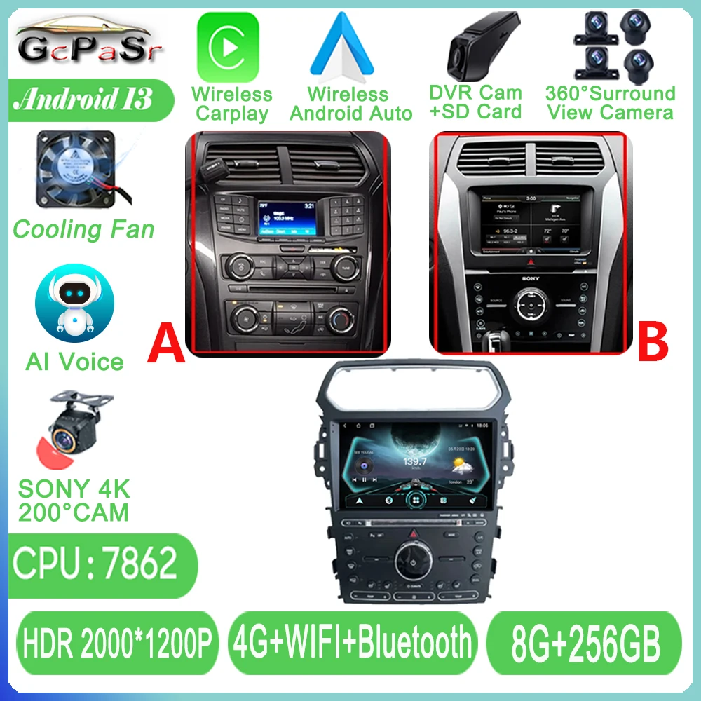 

Car Radio Android 13 For Ford Explorer 5 2011 - 2019 Multimedia Player Navigation GPS Stereo Android Auto 5G Wifi Video No 2din