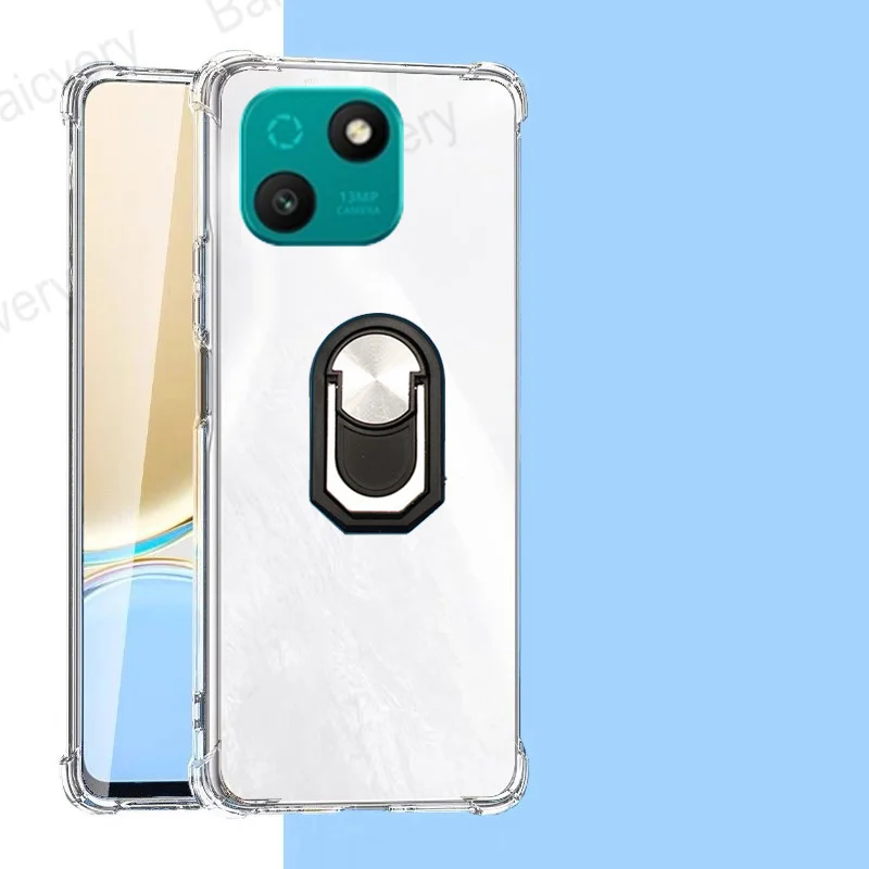 Капасы для Wiko T10 W-V673-01 T50 W-P861-02 T3 прозрачный корпус с цветным магнитным кольцевым