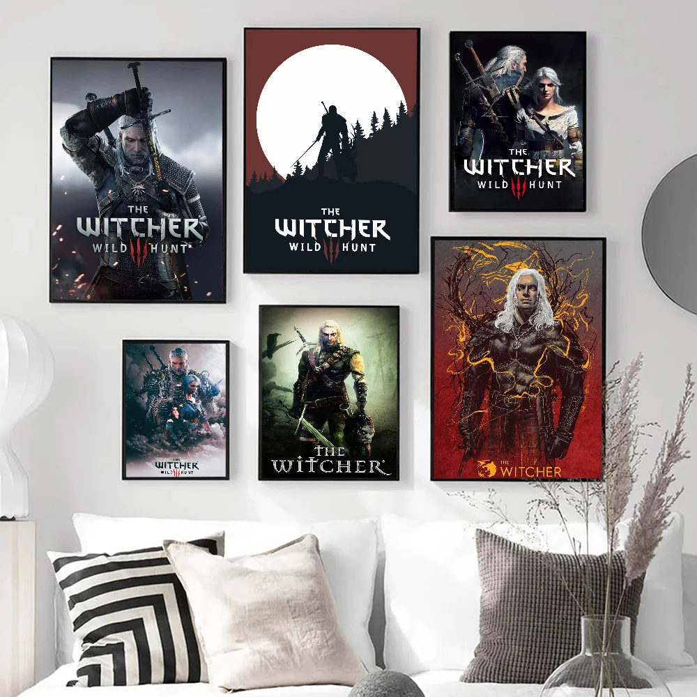 Hot-The-W-Witcher-Game аниме постеры липкие HD качественные настенные художественные ретро