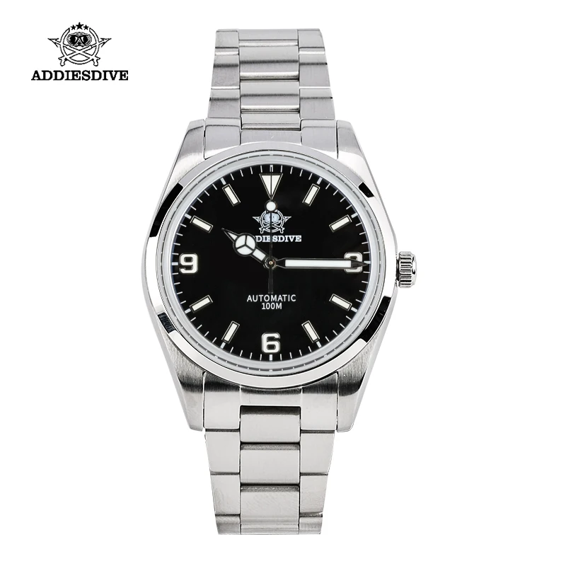

Мужские часы Addiesidve 39 мм NH38 Move с автоматическим механическим черным циферблатом BGW9 10 бар