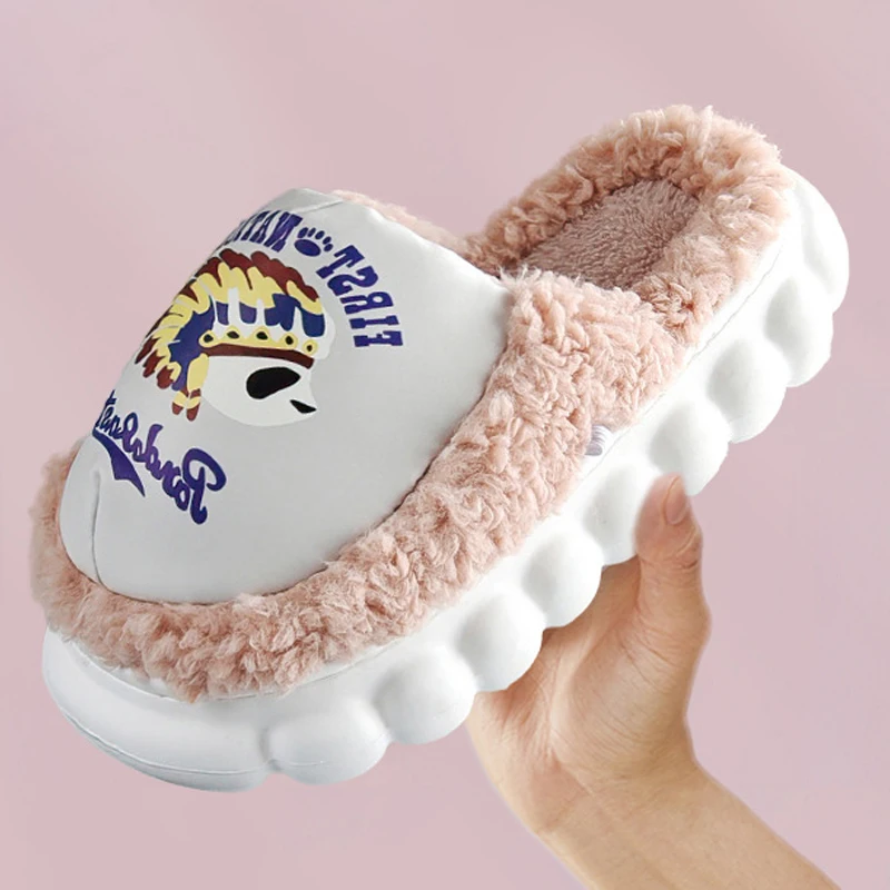 Indoor Slippers for Woman EVA Platform Shoes With Fur Waterproof  Winter House Slippers for Female Warm Non-slip Women Slippers