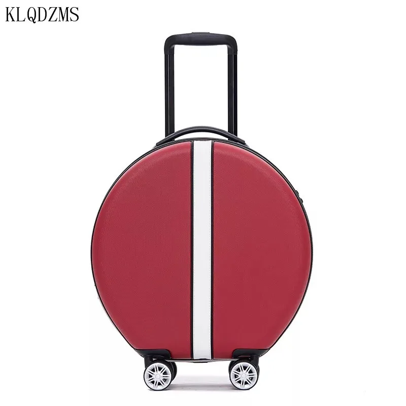 KLQDZMS Fashion Suitcase Female INS Net Red Luggage Round Trolley Case Universal Wheel 18 Inch Boarding Case Cosmetic Case