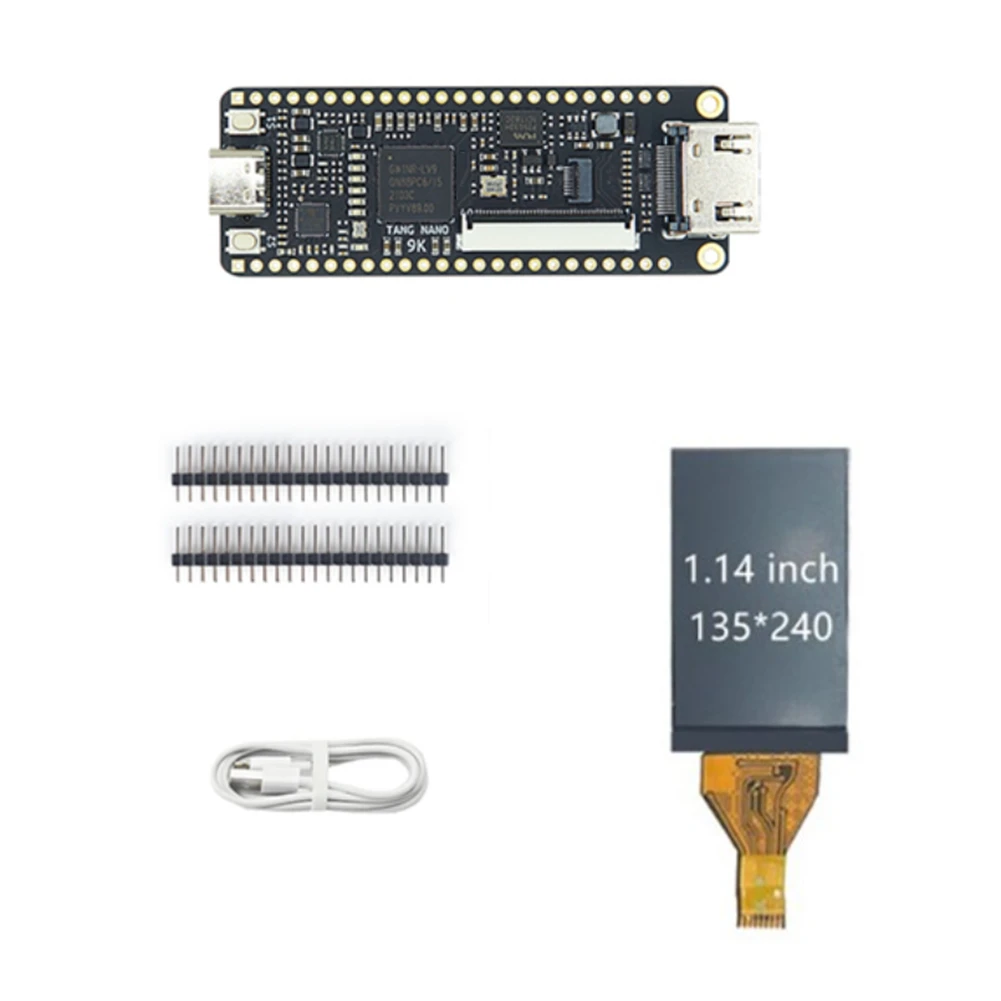 

Для Tang Nano 9K FPGA GoAI макетная плата GW1NR-9 RV HD 40P RGB интерфейс с 1,14 дюймовым открытым экраном SPI
