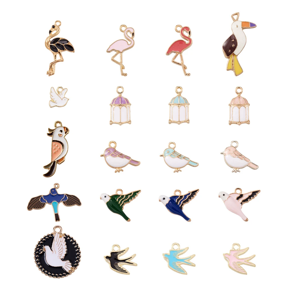 

40Pcs Enamel Alloy Pendants Lovely Birds Mixed Charms For Women Jewelry Making Nekcklace Earring Handmade Crafts Accessories