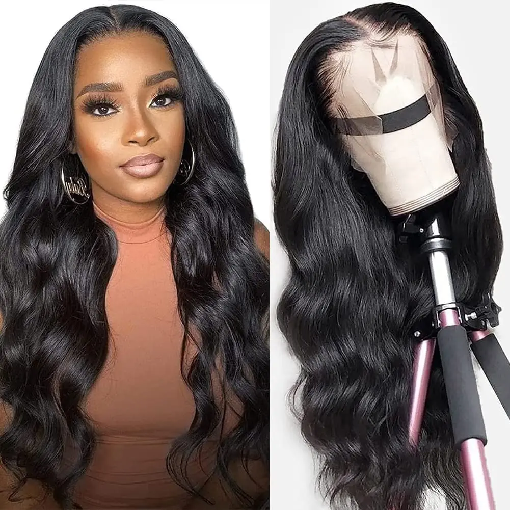 Transparent 13x4 lace frontal human hair wig PrePlucked HD body wave wigs human hair 100% lace front human hair wigs for women