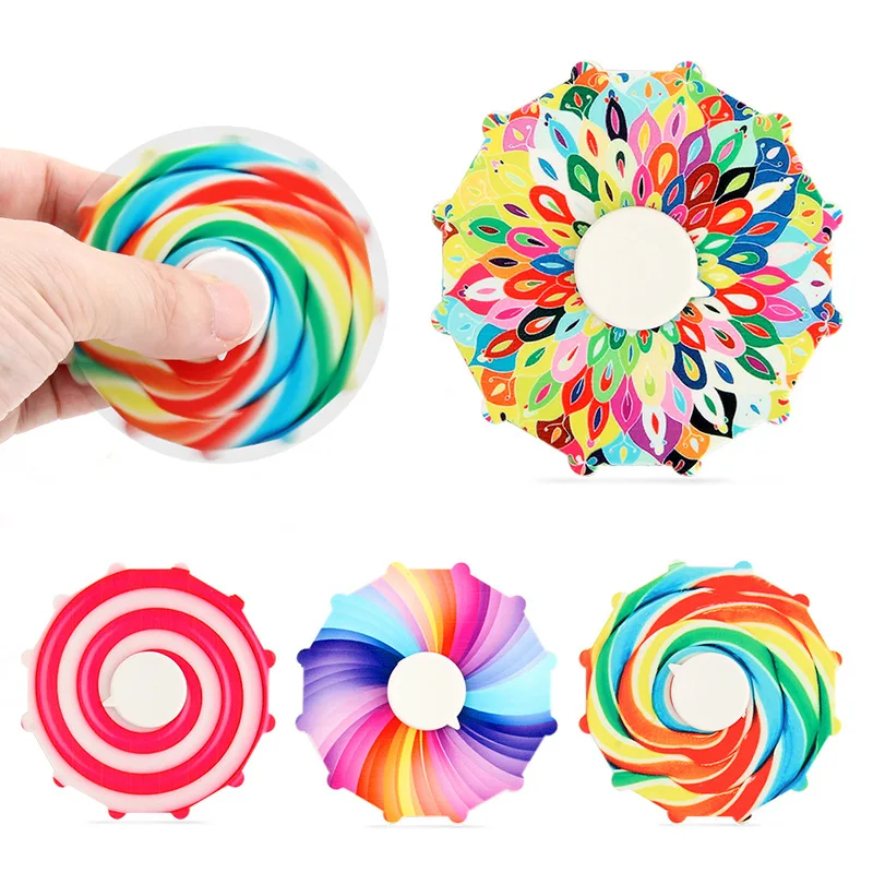 

Rainbow Fidget Spinner Toys Colorful Stress Relief Adults Children Fingertip Hand Spinner Fun Optical Illusion Autism ADHD Gifts