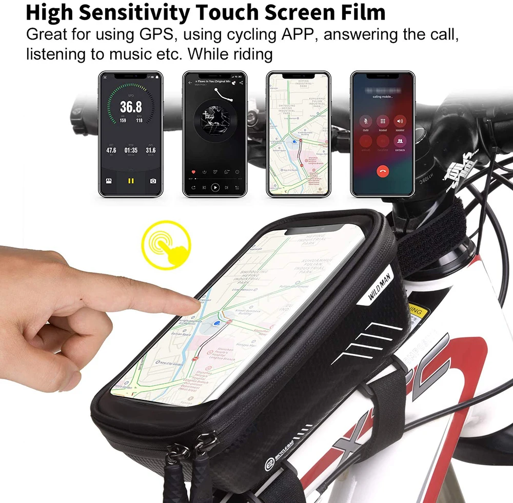 bike bicycle bag waterproof bike phone mount bag front frame top tube handlebar bag with touch screen holder case for bike free global shipping
