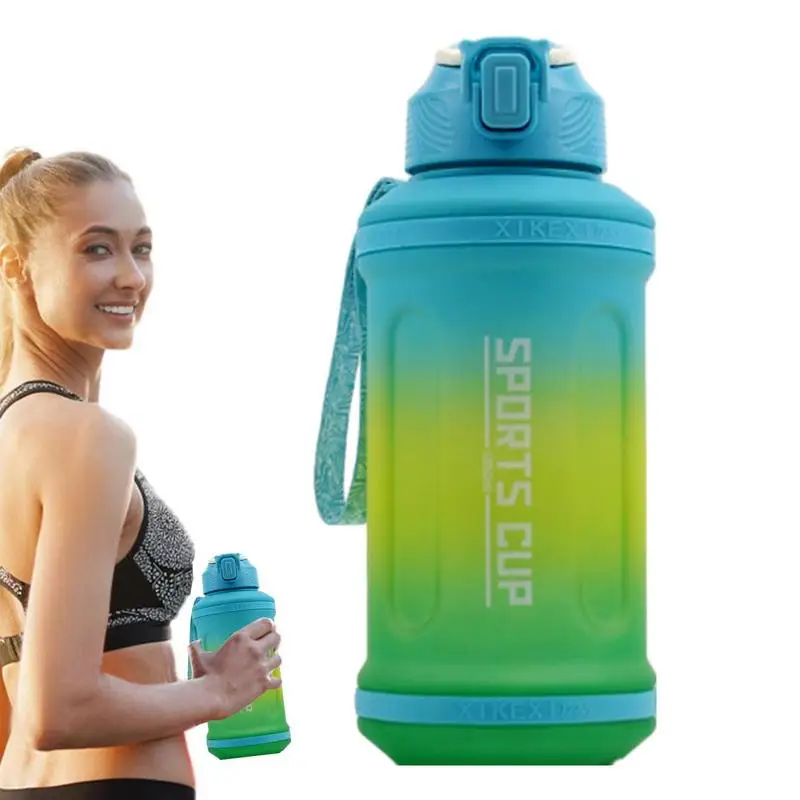 

Large Water Bottle Gradient Gym Workout Running Water Bottle 1350ml Water Bottle With Strap & Straw For Gym Camping Outdoor