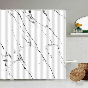 marble striped shower curtain white gray gold black simple design bathroom accessories decorative waterproof screen with hook free global shipping
