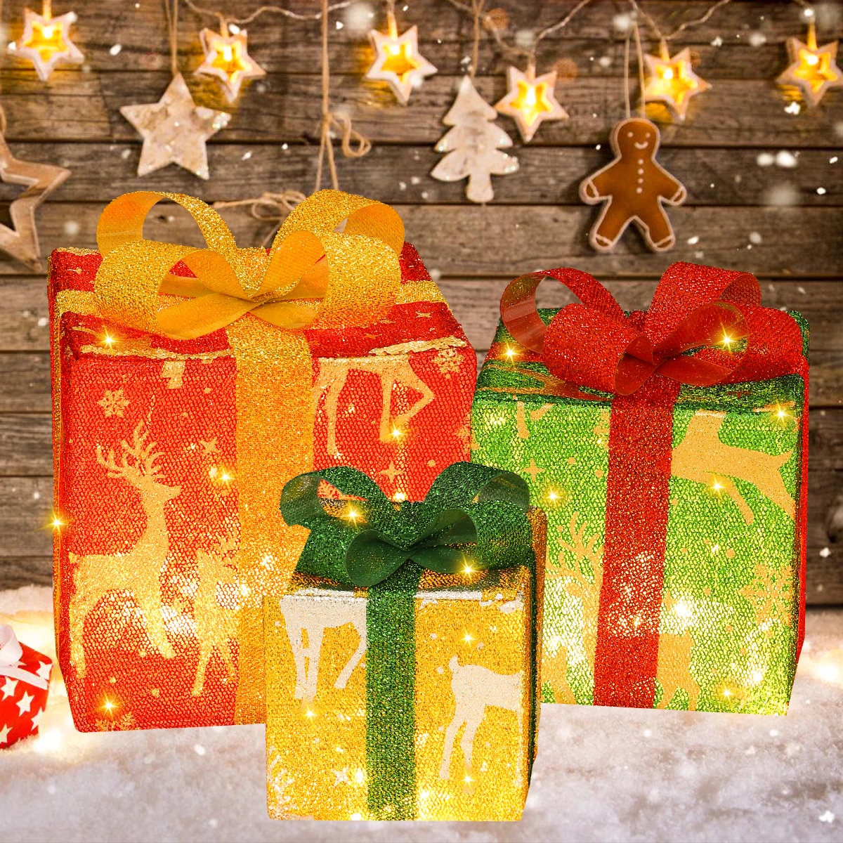 Рождественская подсветка украшение в виде звезды лося для дома 2024 новый год 2025