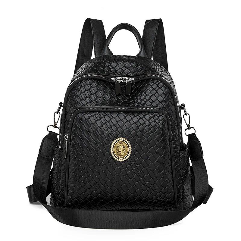 

Women's Woven Backpack Large Capacity Leather Backpack for Women Travel Backpack