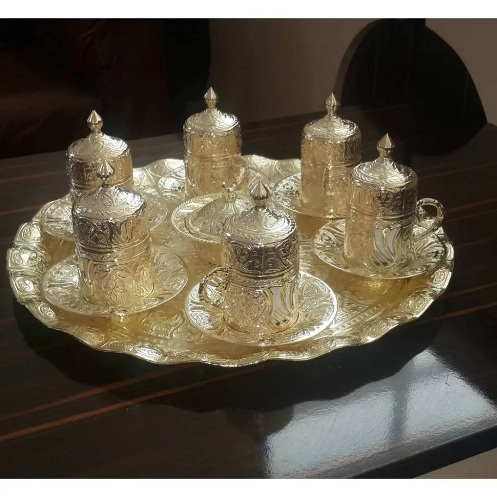 

Ottoman Motif 6 Personality Turkish Coffee Set-Gold