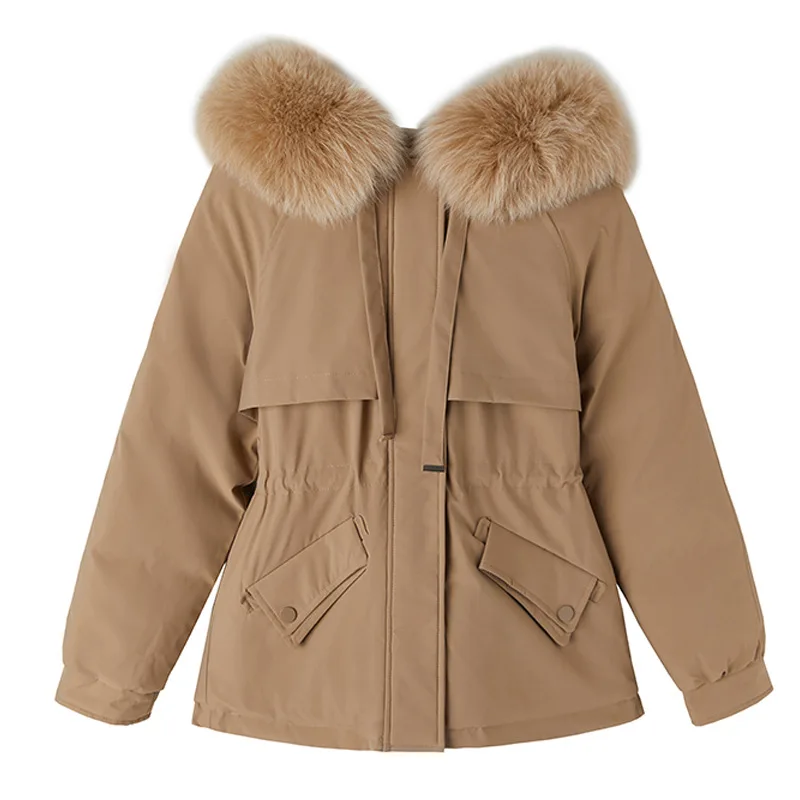 2022 Winter Cotton Padded Jacket Women's Faux Fur Collar Women's Short Loose Parkas Cotton Padded Thick Warm Abrigos Jackets