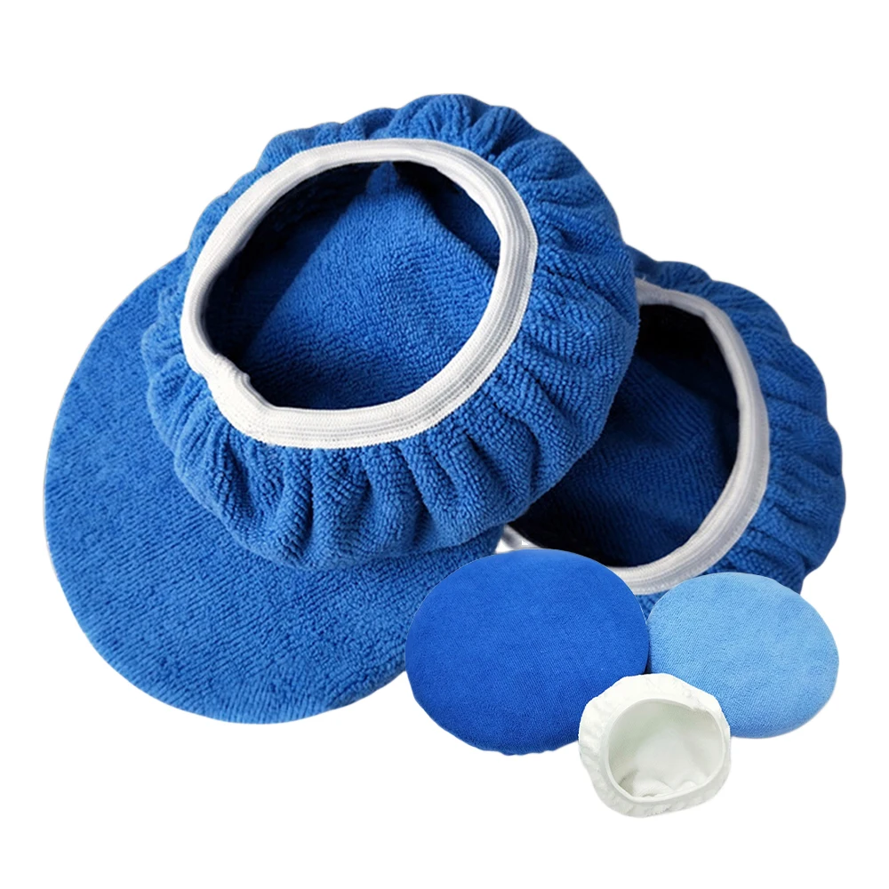 

3Pcs Car Buffer Polisher Pad Soft Microfiber Polishing Bonnets 5-10in Car Waxing Cover Durable Auto Waxing Polishing Accessories