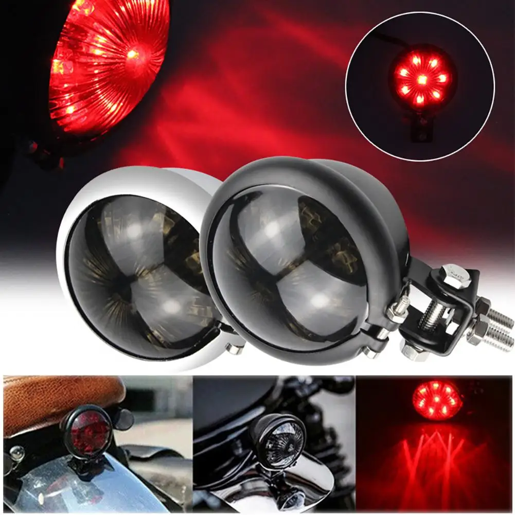 

Motorcycle LED Brake Tail Light Signal Light 12V Retro Small Round Taillight Rear Stop Lamp Modified Parts