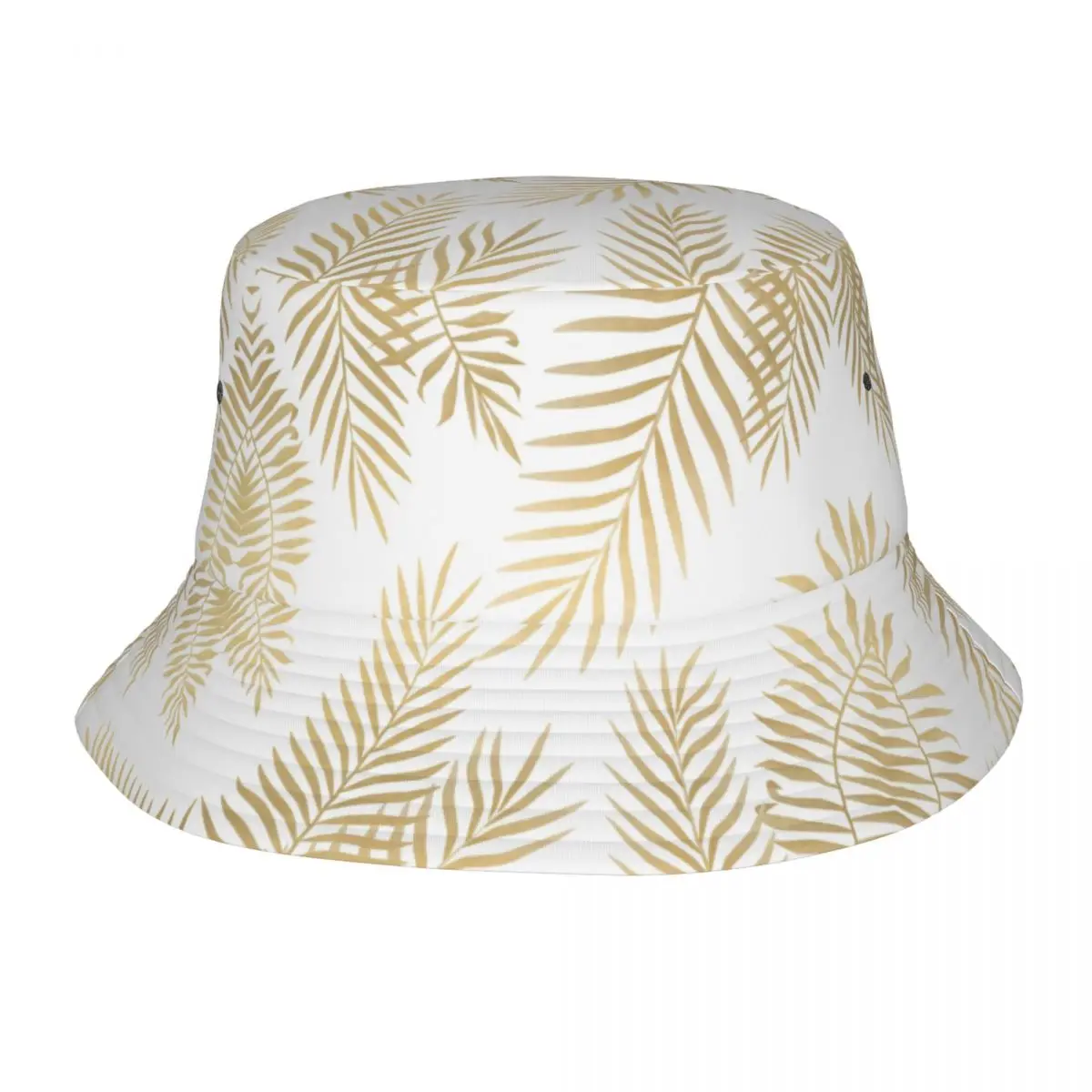

Tropical Plants Gold Leaves Pattern Bucket Hat Women Men Unisex Trendy Summer Fisherman Cap