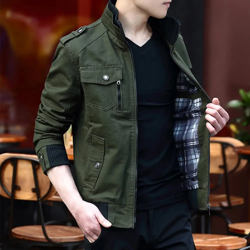 Мужская куртка-карго с воротником-стойкой и длинным рукавом куртка несколькими