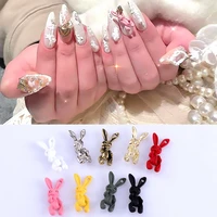 skull rabbit diy nail decoration nail rhinestone nails jewelry metal matte 10 pcs flat back manicure nails art colorful fashion