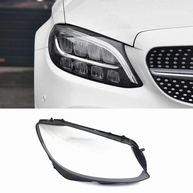 

Для 2019 2020 Mercedes Benz W205 C180 C200 C260L C280 C300 накладка на переднюю фару прозрачная накладсветильник с абажуром