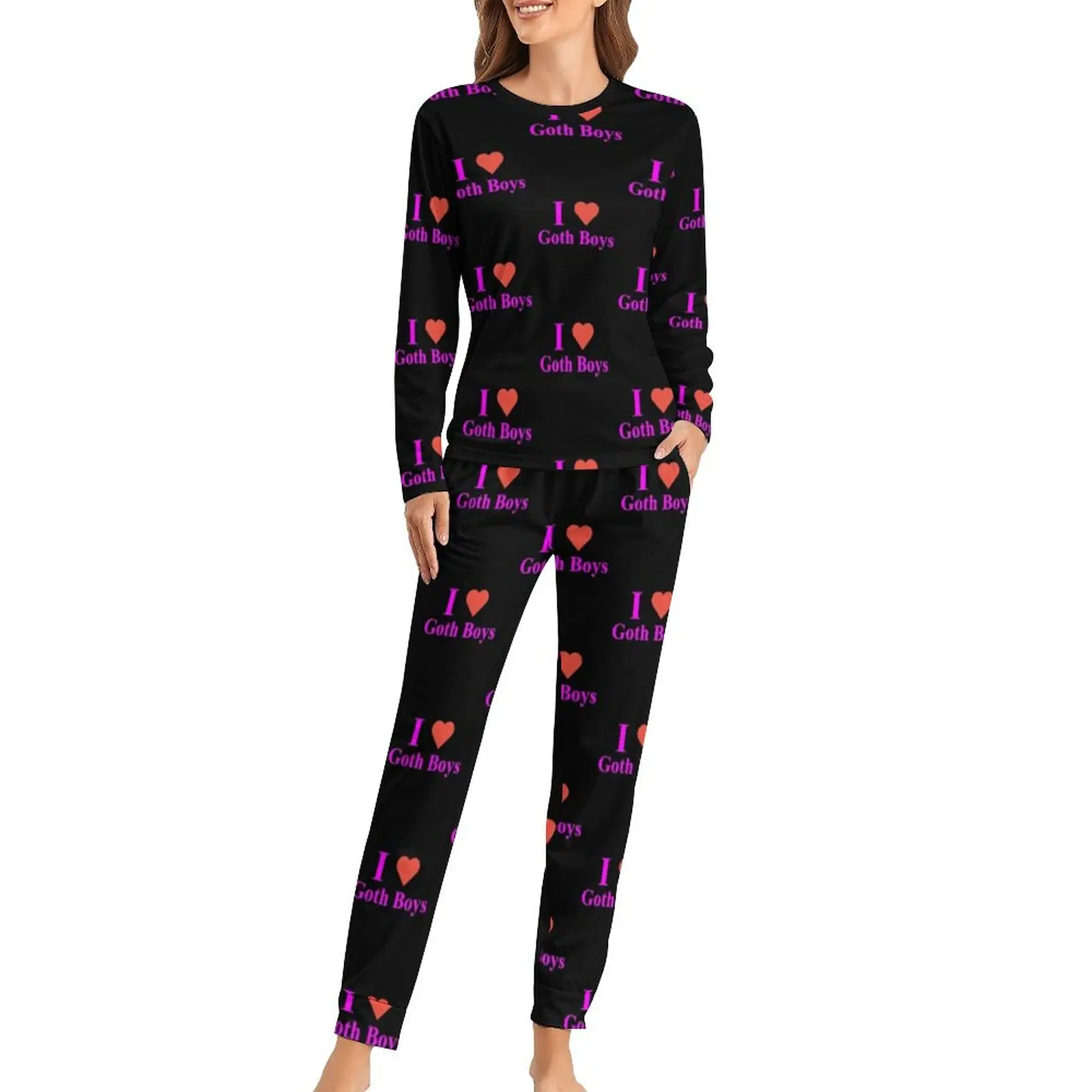 

Gothic Pajamas Love Pant Wife Home Sleepwear Retro Plus Size Pajama Set