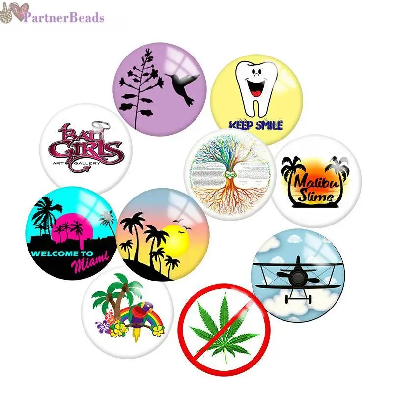 

Пальмовое дерево, круглая фотография, стеклянный кабошон, демонстрация плоской задней части, фурнитура для изготовления, 20 мм, защелкивающа...