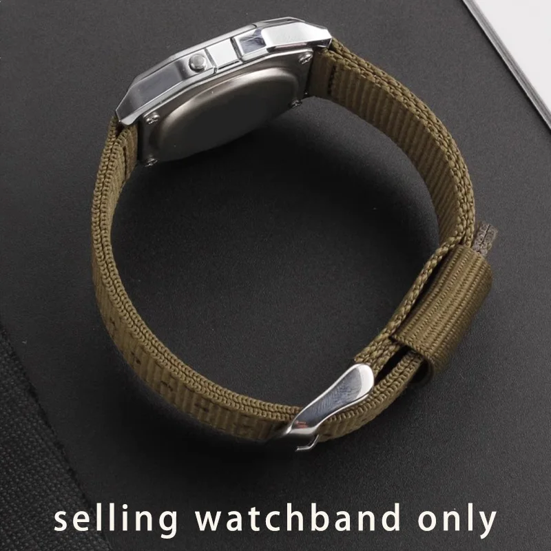 Холщовый ремешок для часов 18 мм Casio small gold nugget F-91W AQ230 A158WE A159 AE-1200 нейлоновый браслет