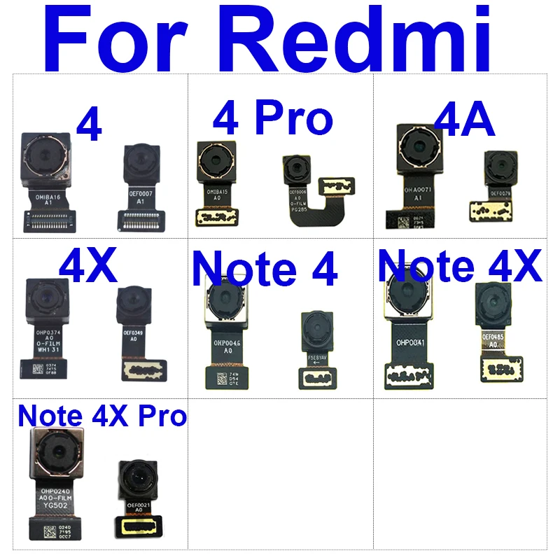 Модуль передней и задней камеры для Xiaomi Redmi 4 4A 4X Pro, для Note 4X Pro, основная камера, гибкий кабель, запасная часть (art.: 3920cfbb00dd8) - 3920cfbb00dd8