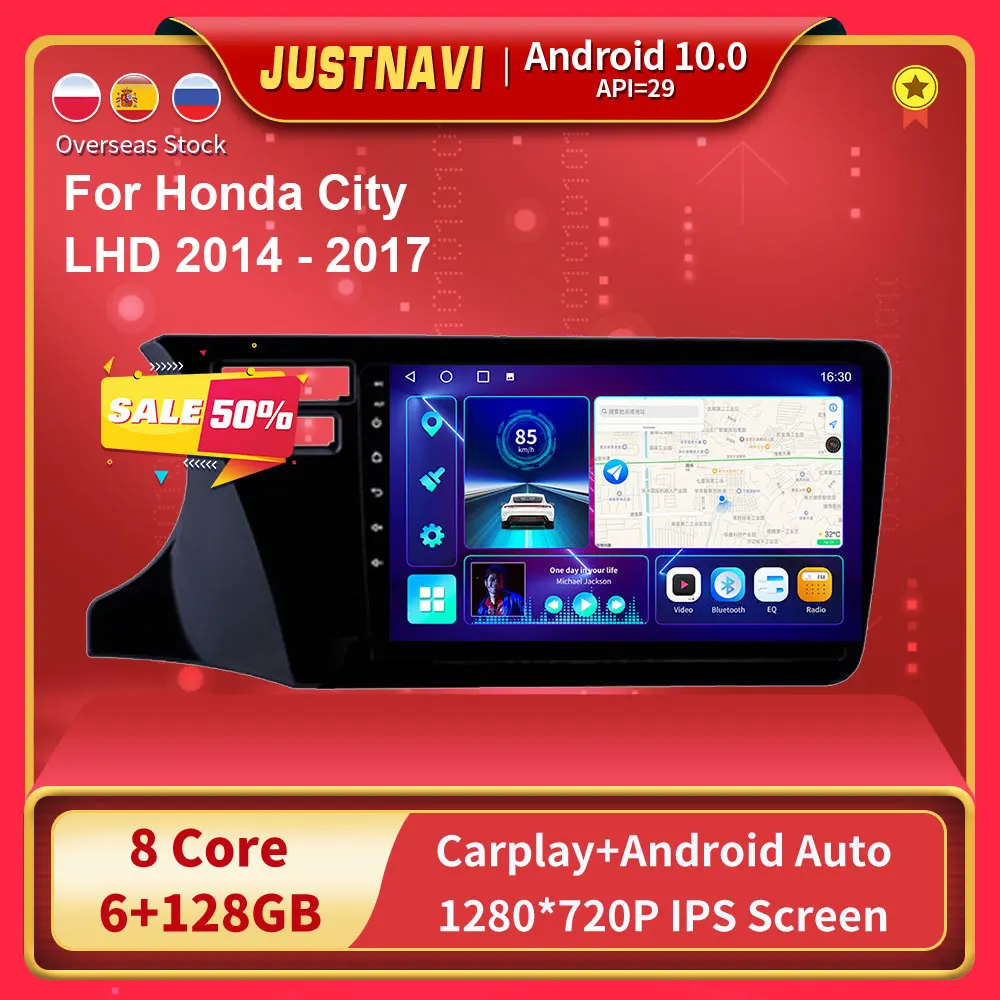 

QT10 6G 128G Android 10.0 Smart Car Radio Video Player For Honda City LHD 2014 - 2017 Auto BT Multimedia GPS Stereo Carplay DVD