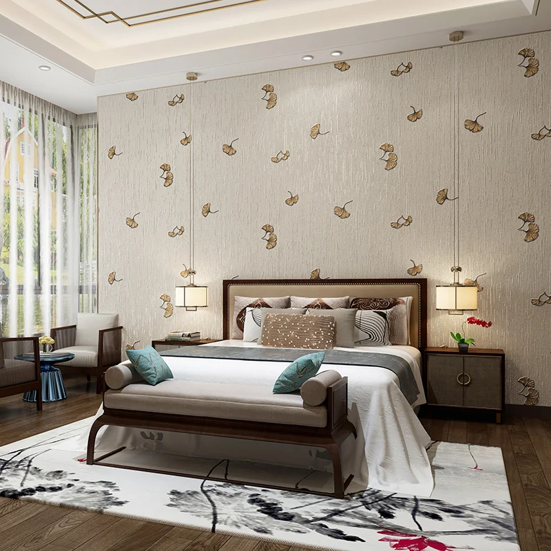 

Tropical Plant Forest Leaf Wallpaper Ginkgo Biloba Roll Home Decor Living Room Bedroom Wall Coverings Pvc Wall Paper