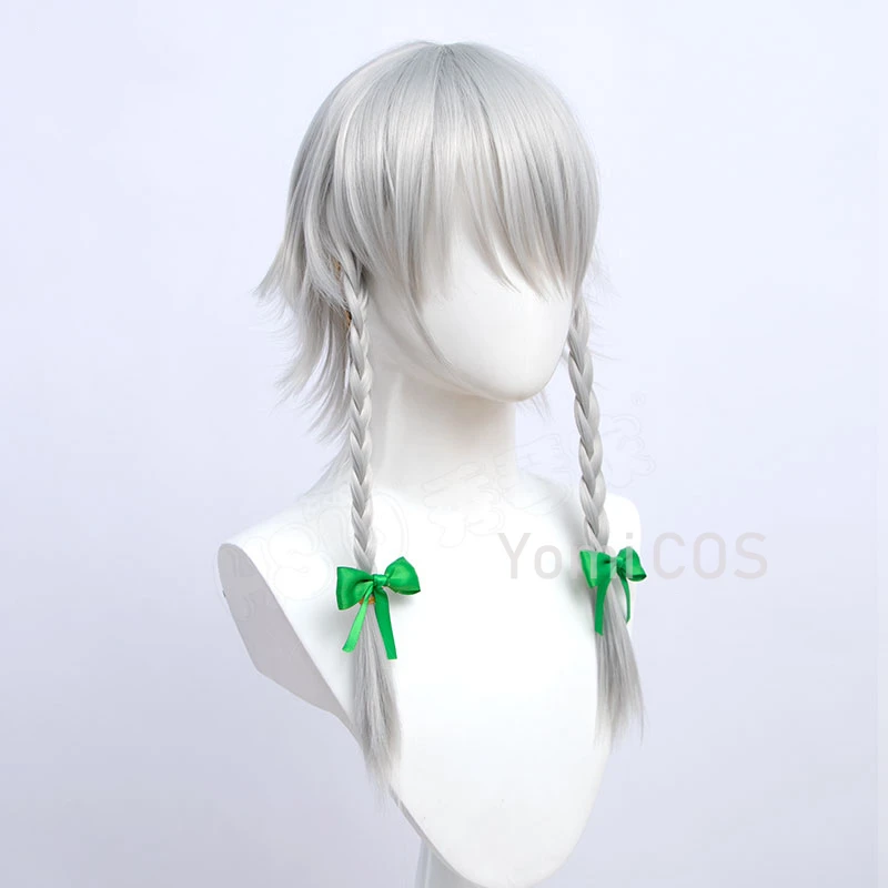 Парик для косплея Izayoi Sakuya из серебристой оплетки с перевернутыми волосами парик