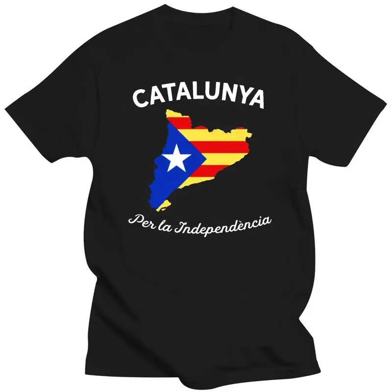 

2022 New Father Tops Shirt Catalunya Per La Independncia Flag Pattern Tshirt For Men Lovers Day 100% Cotton O Neck Mens Tshirts