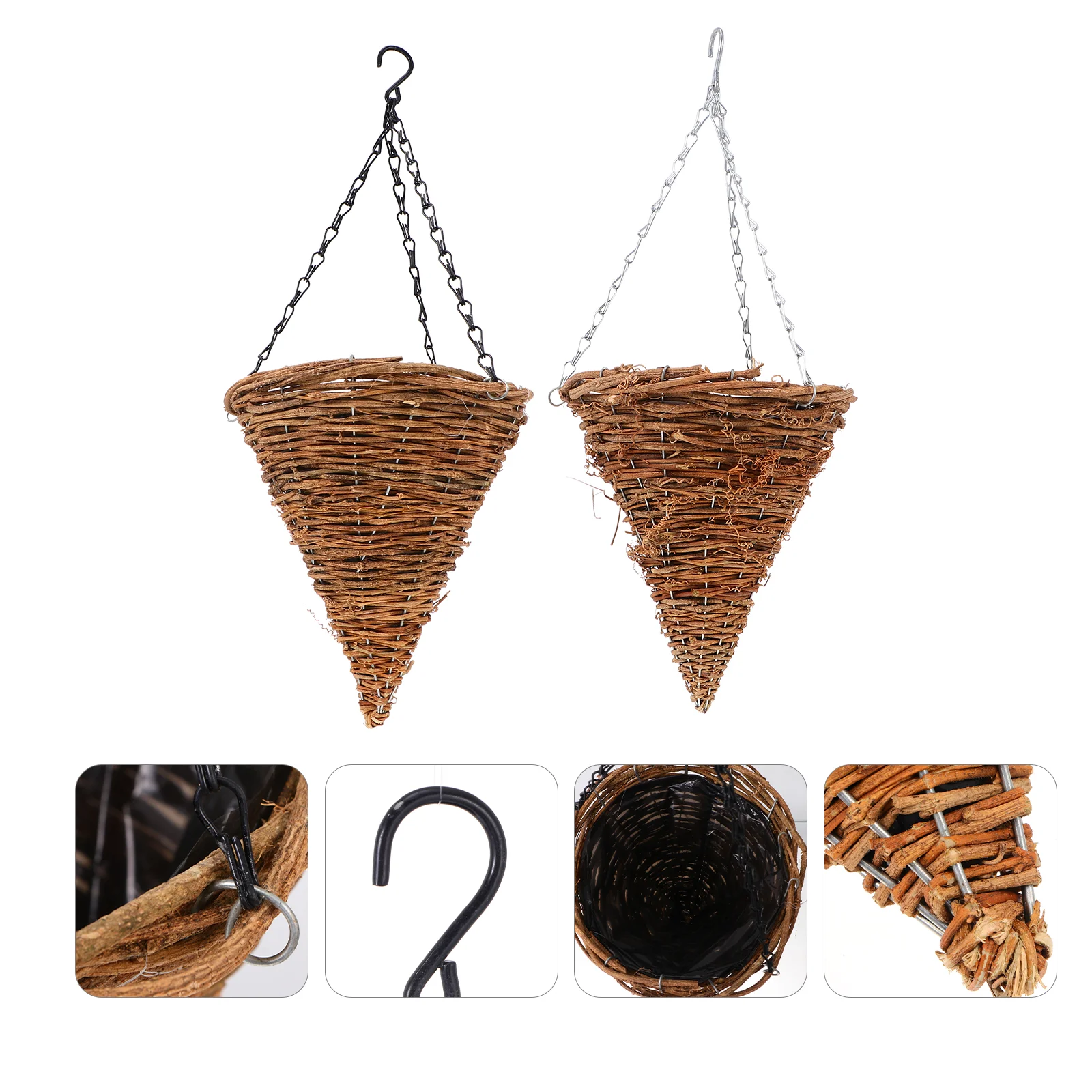 

Hanging Basket Flower Planter Rattancone Pot Wicker Wall Planters Farmhouse Outdoorwoven Orchid Holder Weaving Shaped Window