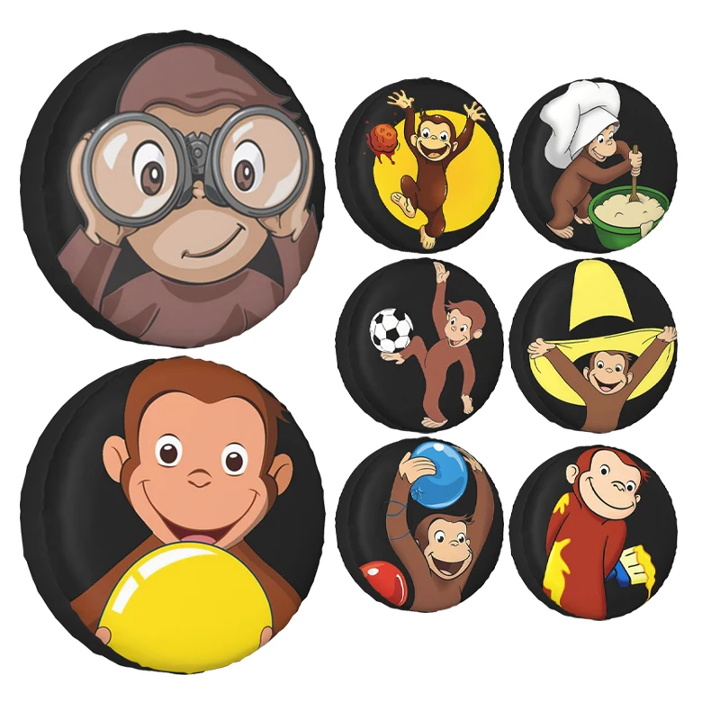 

Curious George Monkey Tire Cover Wheel Protectors Weatherproof Universal for Jeep Trailer RV SUV Truck Camper Travel Trailer