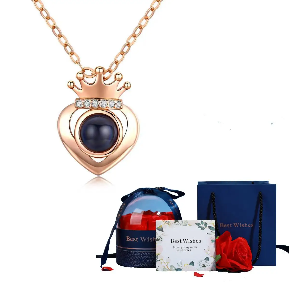 Ожерелье с подвеской в виде цветка розы 100 языков