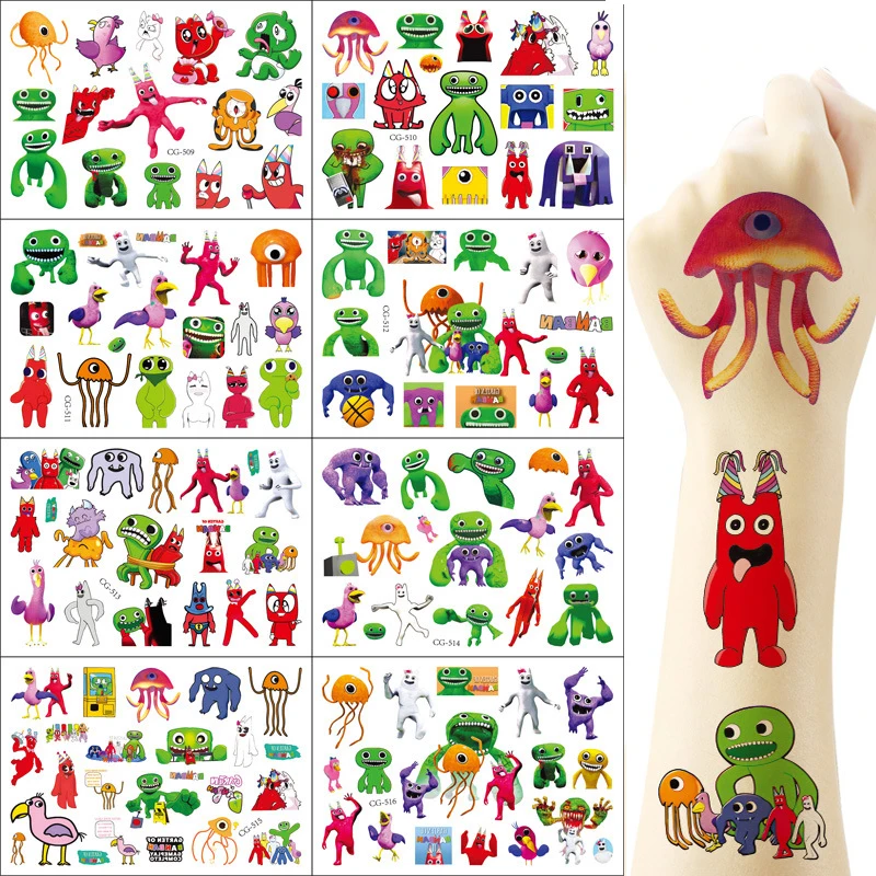 

8Pcs Garten of Banban Children Cartoon Anime Game Figure Monster Tattoo Stickers Birthday Party Students Decoration Gifts